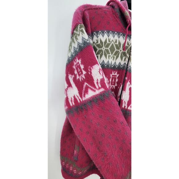 Tejidos Ruminahui Jacket Pink Grey White Lama Large - Picture 3 of 7